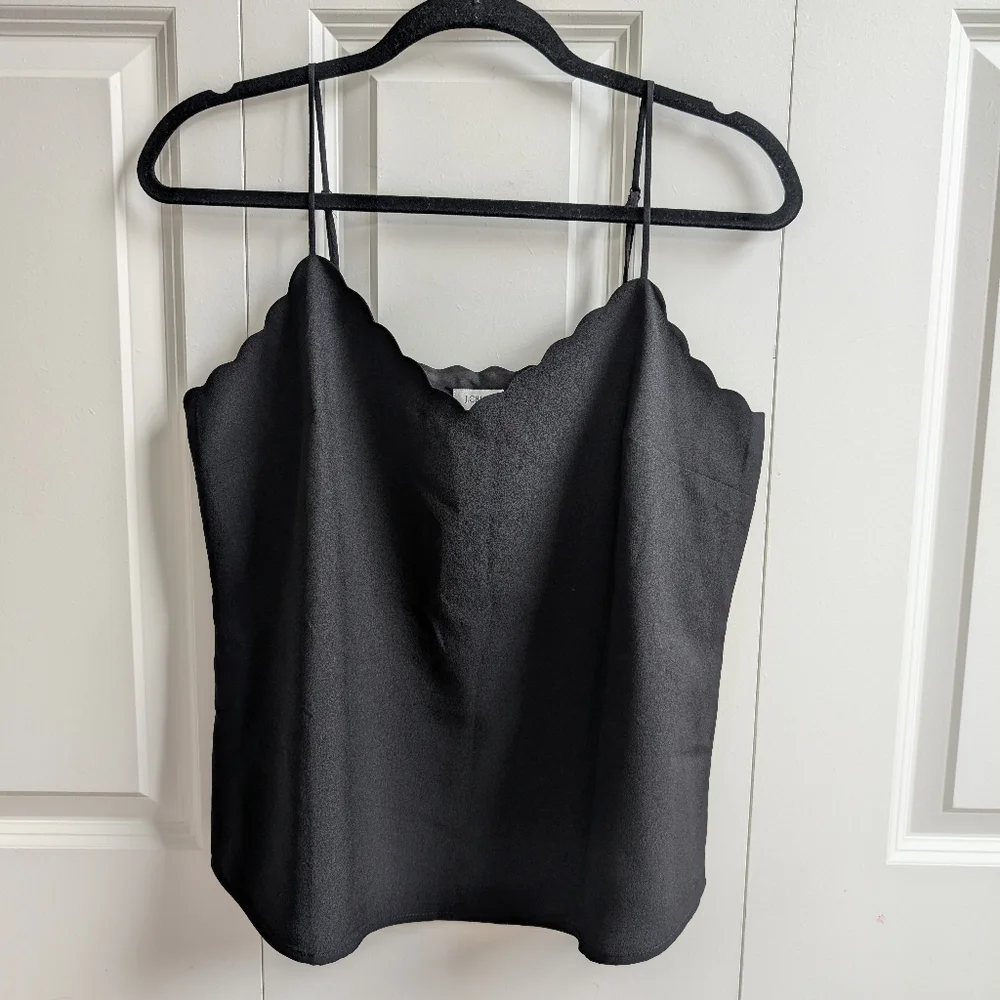 J. Crew Black Scalloped Tank Top - Picture 1 of 5